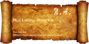 Nyilassy Avarka névjegykártya